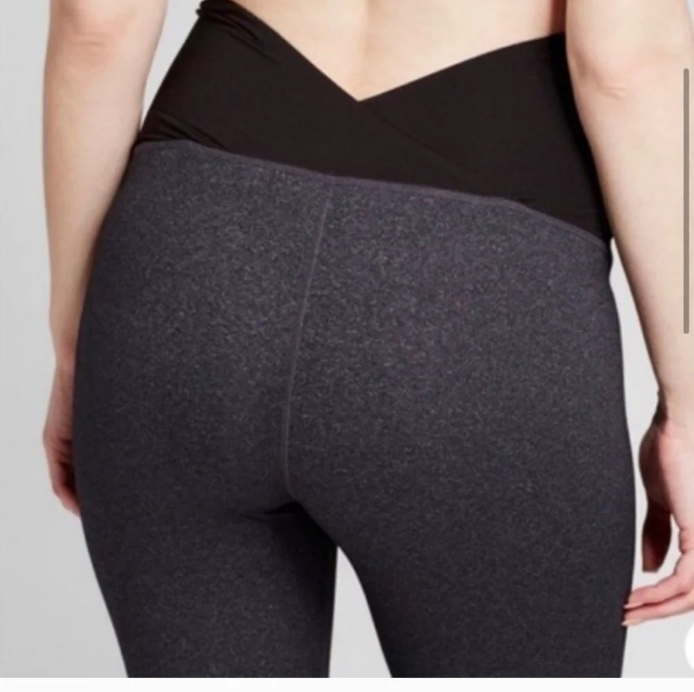 Ingrid & Isabel Maternity Gray Active Leggings + Crossover Panel - Picture 2 of 5